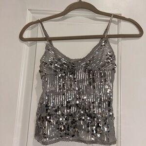 Jaded London Silver Sequin Spaghetti Strap Tank